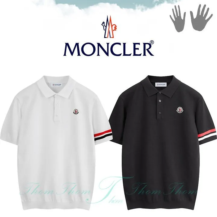 몽*레* 소매 메쉬 카라 반팔 니트