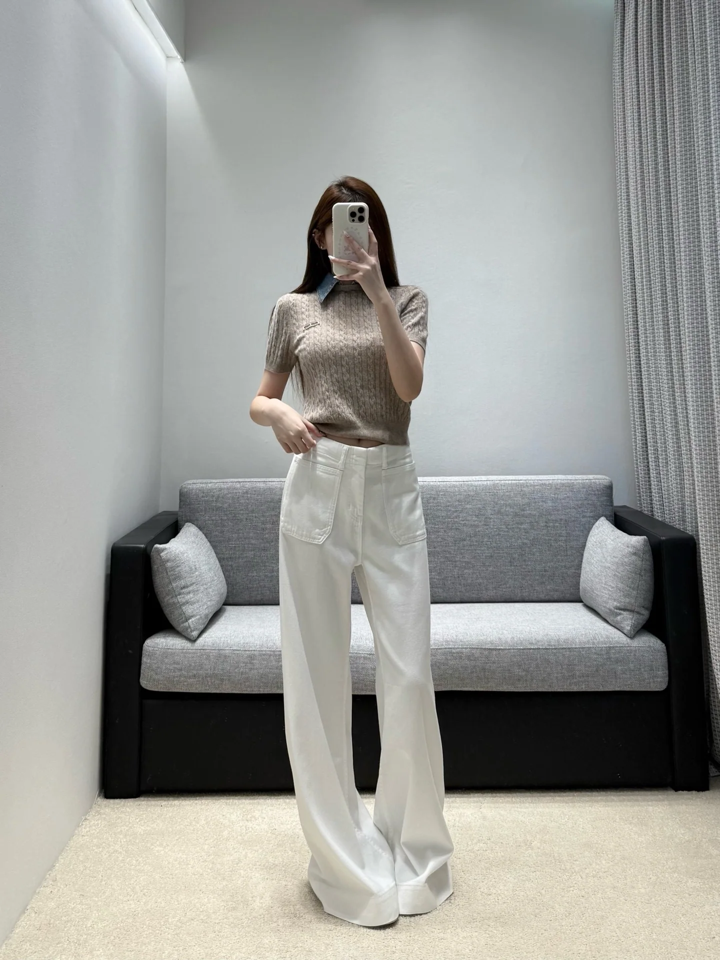 셀린느 와이드 레그 하이웨이스트 여성 바지 상세 이미지 9