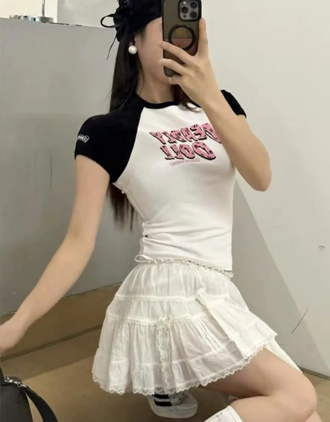 크롬하츠 래글런 슬리브 여성 반팔 티셔츠 상세 이미지 5