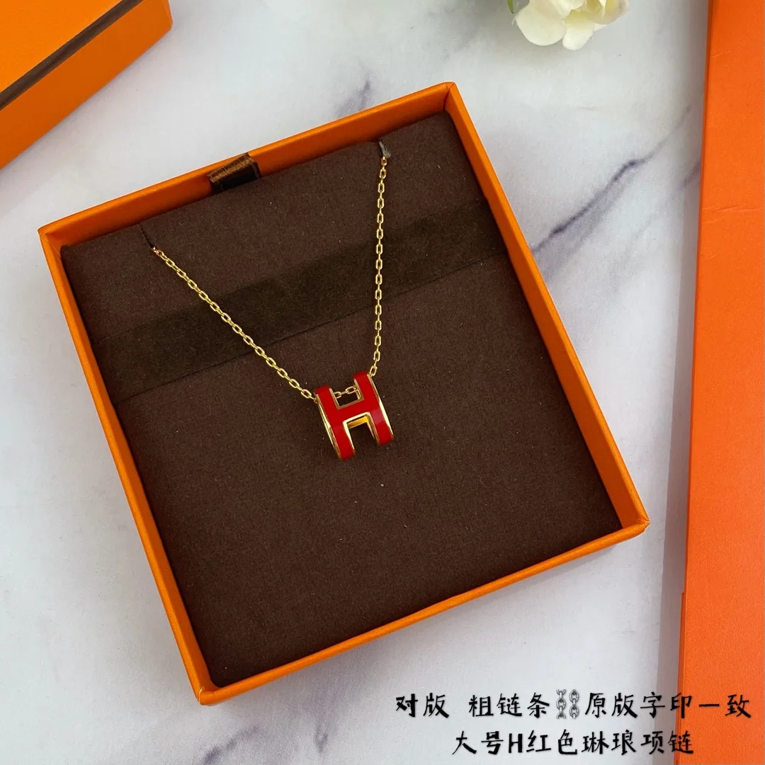 에르메스 H 에나멜 라지 목걸이 상세 이미지 4