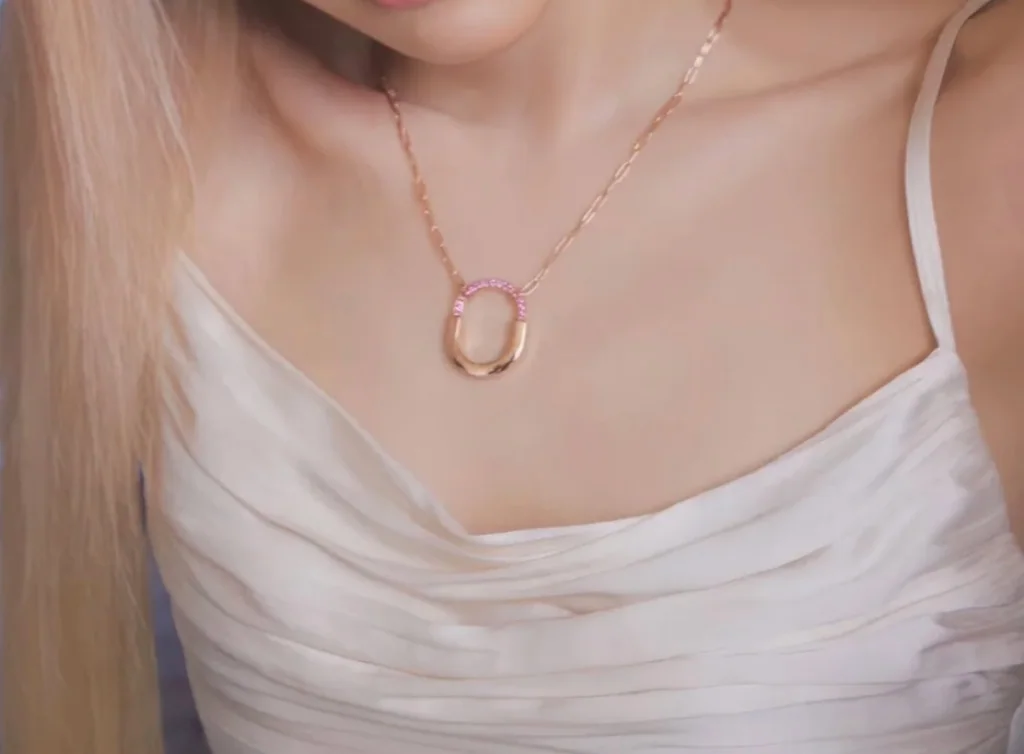 티파니 락 핑크 큐빅 목걸이 상세 이미지 3