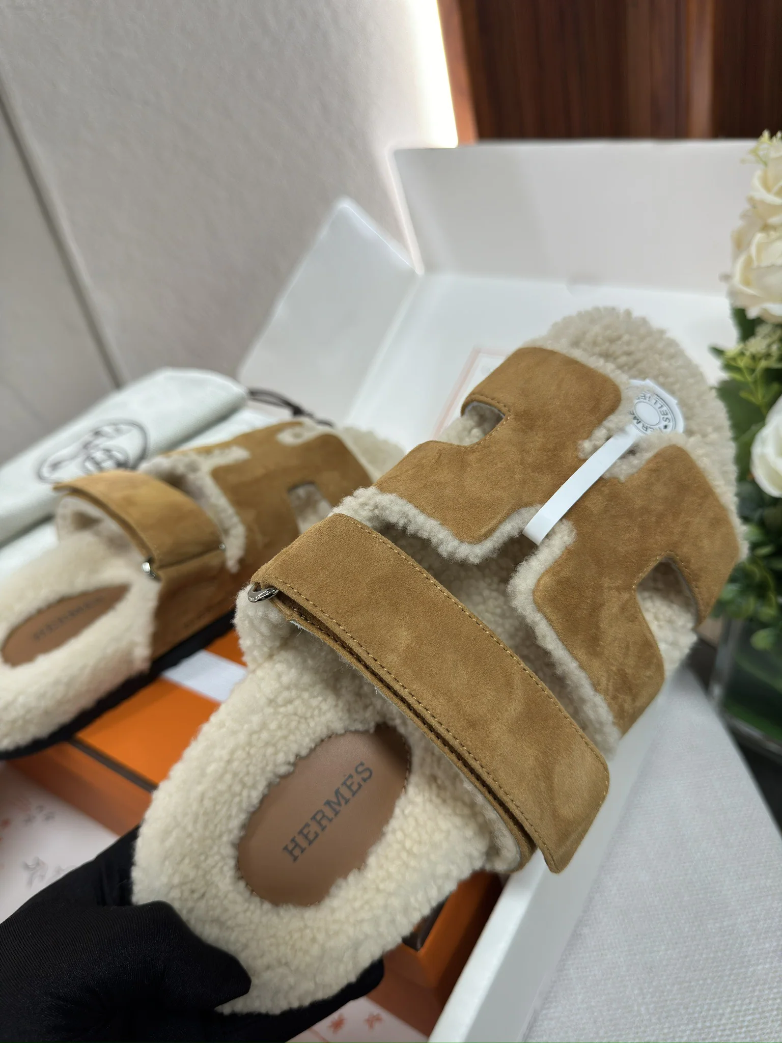 에르메스 퍼 라이닝 스웨이드 슬리퍼 상세 이미지 9