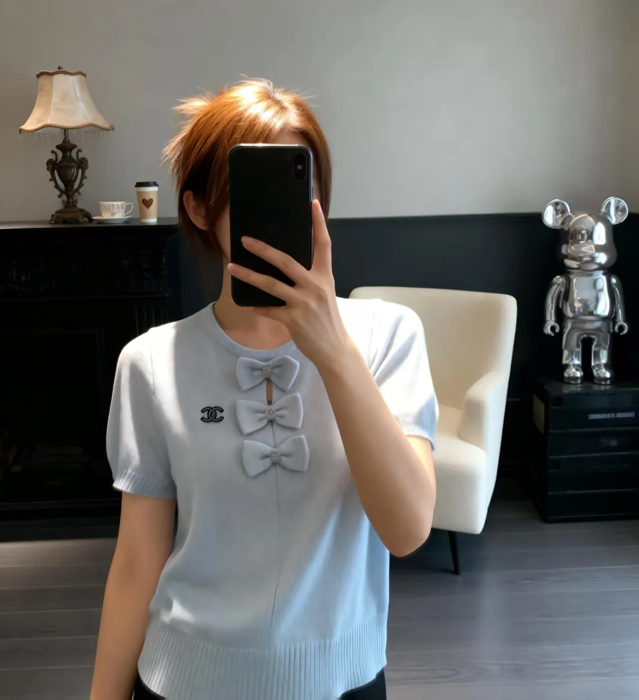 샤넬 3D 리본 크루넥 반팔 니트 티셔츠 2026 SS 상세 이미지 1