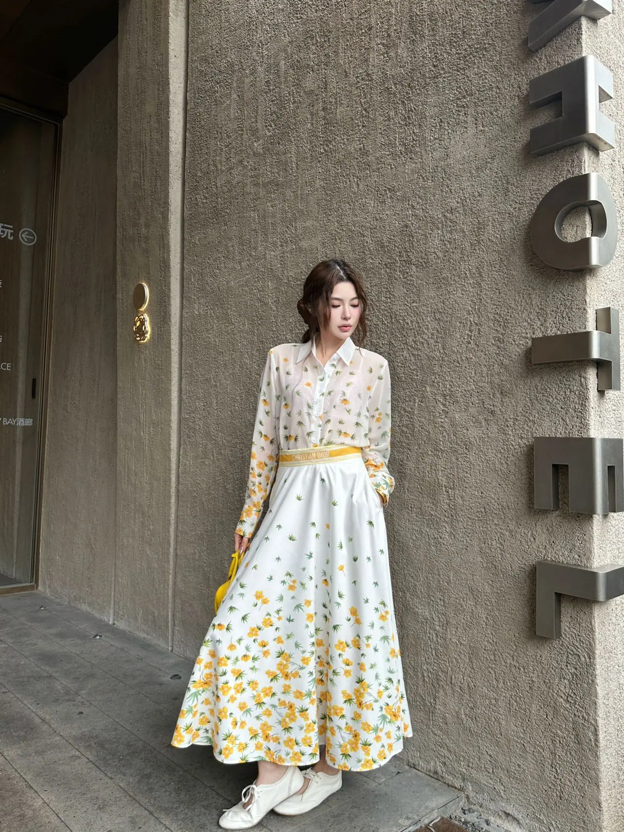 디올 프린트 쉬폰 여성 원피스 상세 이미지 1
