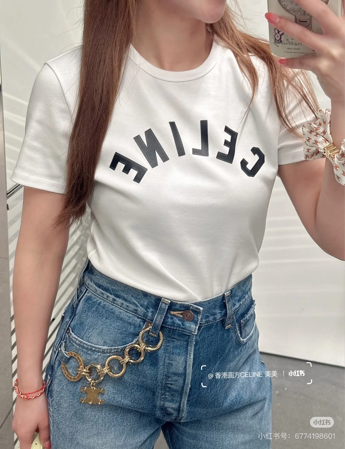 셀린느 여성 슬림핏 반팔 티셔츠 상세 이미지 5