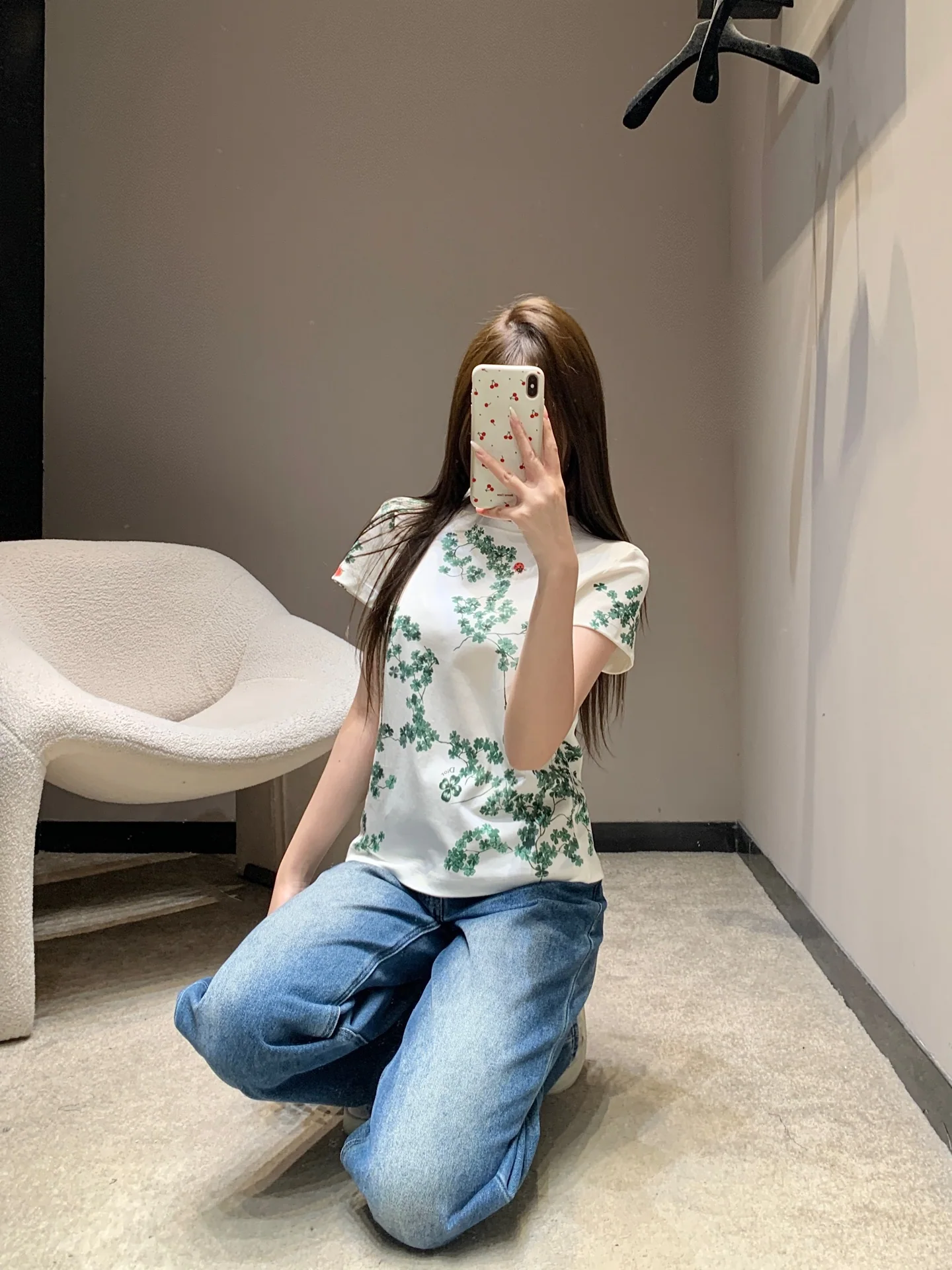 디올 꽃무늬 크루넥 코튼 반팔 티셔츠 26 SS 상세 이미지 3