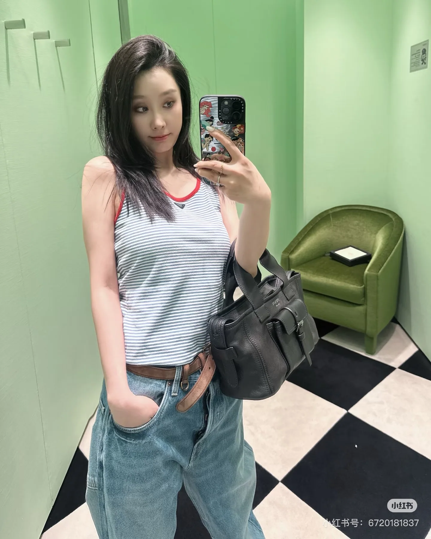 프라다 스트라이프 리브 조직 여성 민소매 베스트 상세 이미지 6