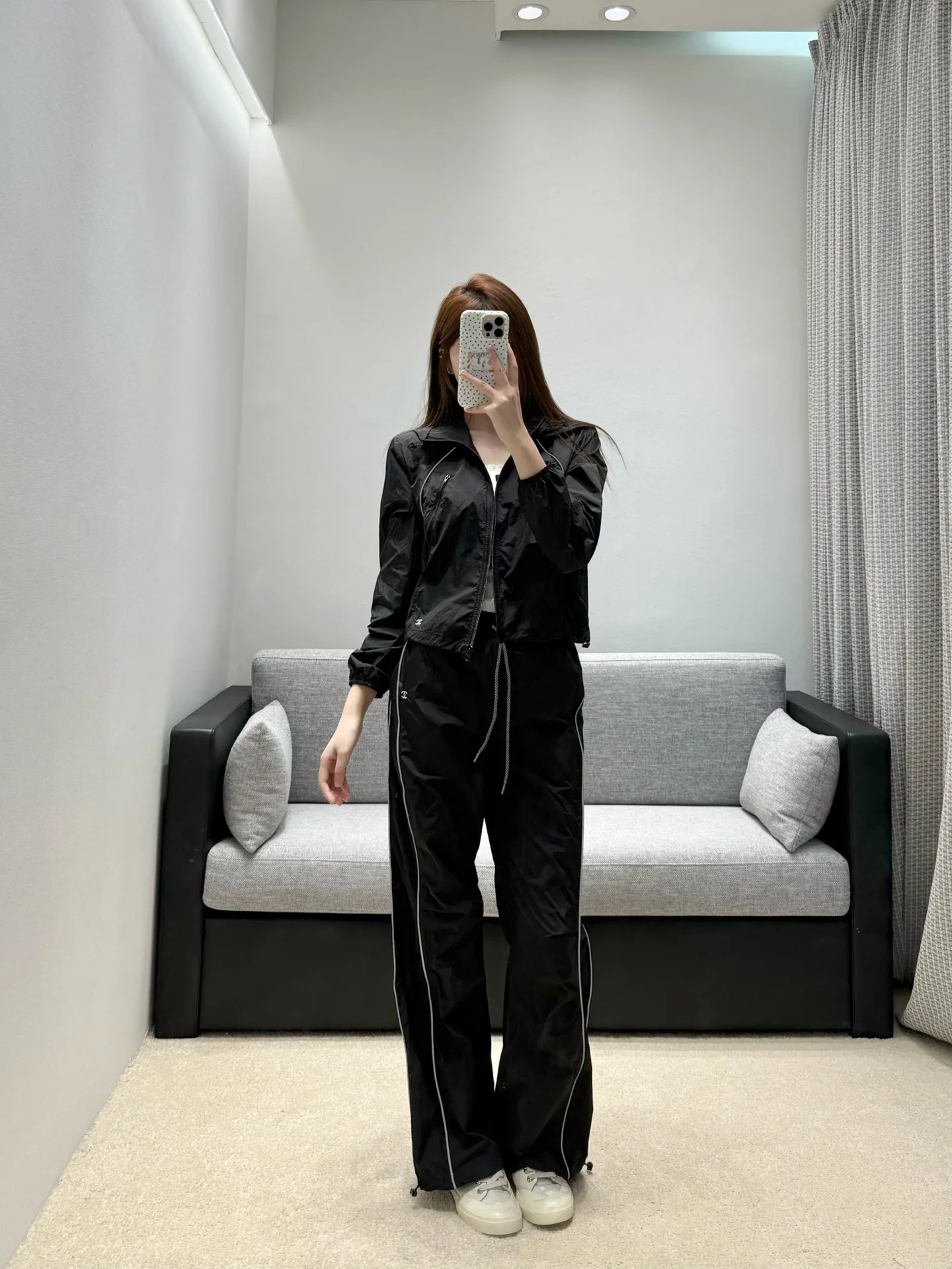 샤넬 크롭 후드 재킷 와이드 팬츠 세트 상세 이미지 6