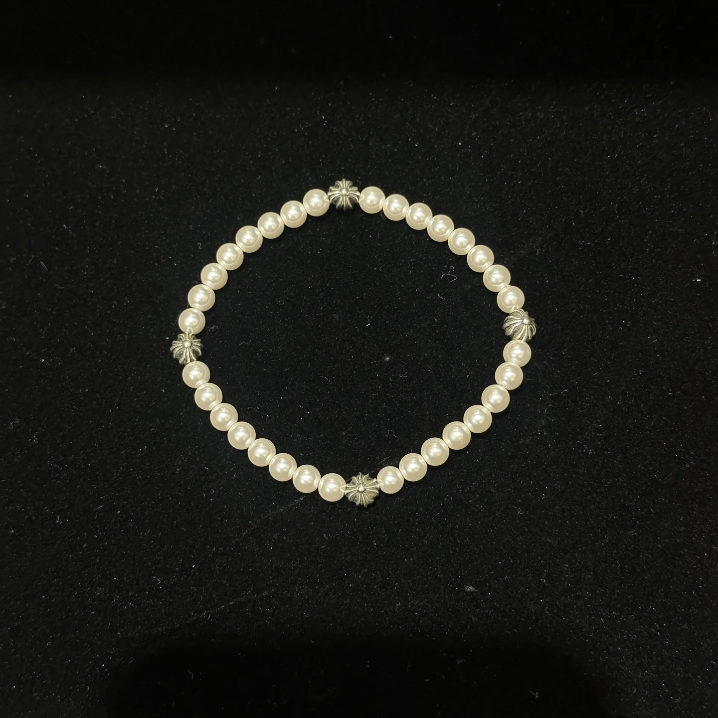 크롬하츠 4mm 마더오브펄 스털링 실버 팔찌 162786