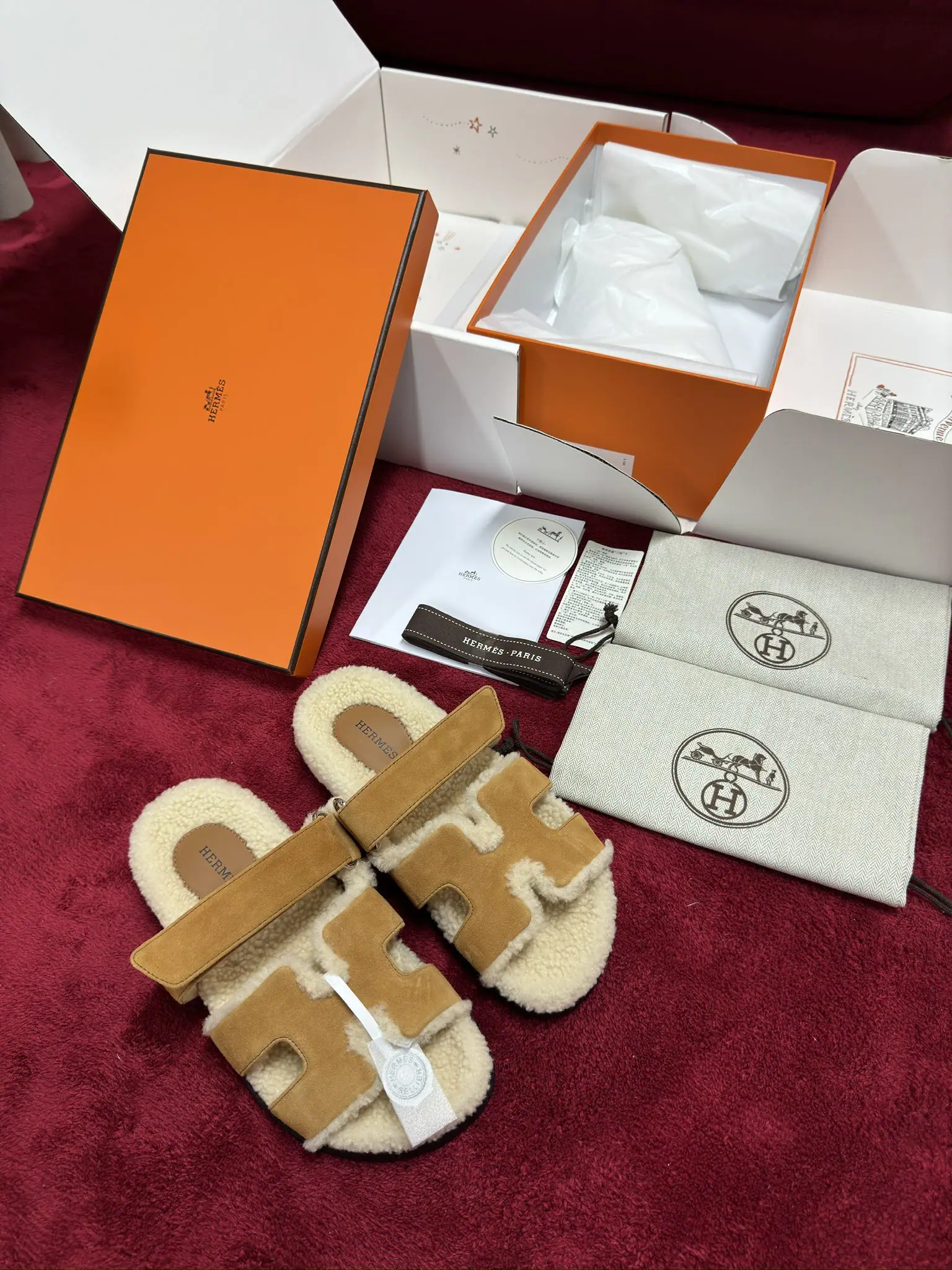 에르메스 퍼 라이닝 스웨이드 램스킨 부티 신발 상세 이미지 1