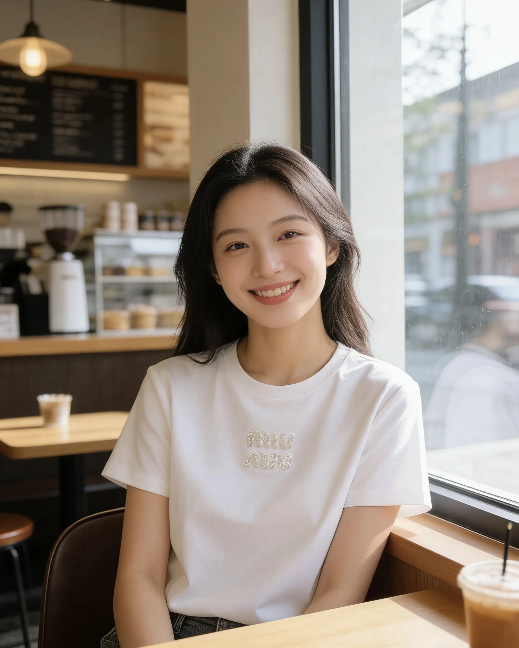 미우미우 레터 스팽글 자수 반팔 티셔츠 상세 이미지 8