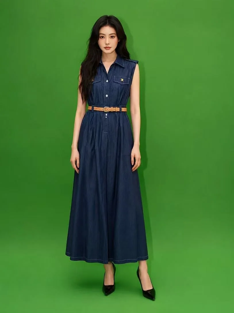 셀린느 데님 코튼 민소매 원피스 상세 이미지 1