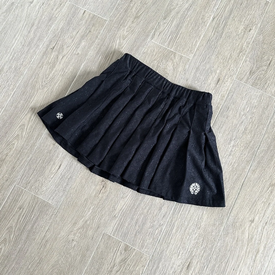 크롬하츠 블랙 크로스 자카드 플리츠 미니 스커트 상세 이미지 2