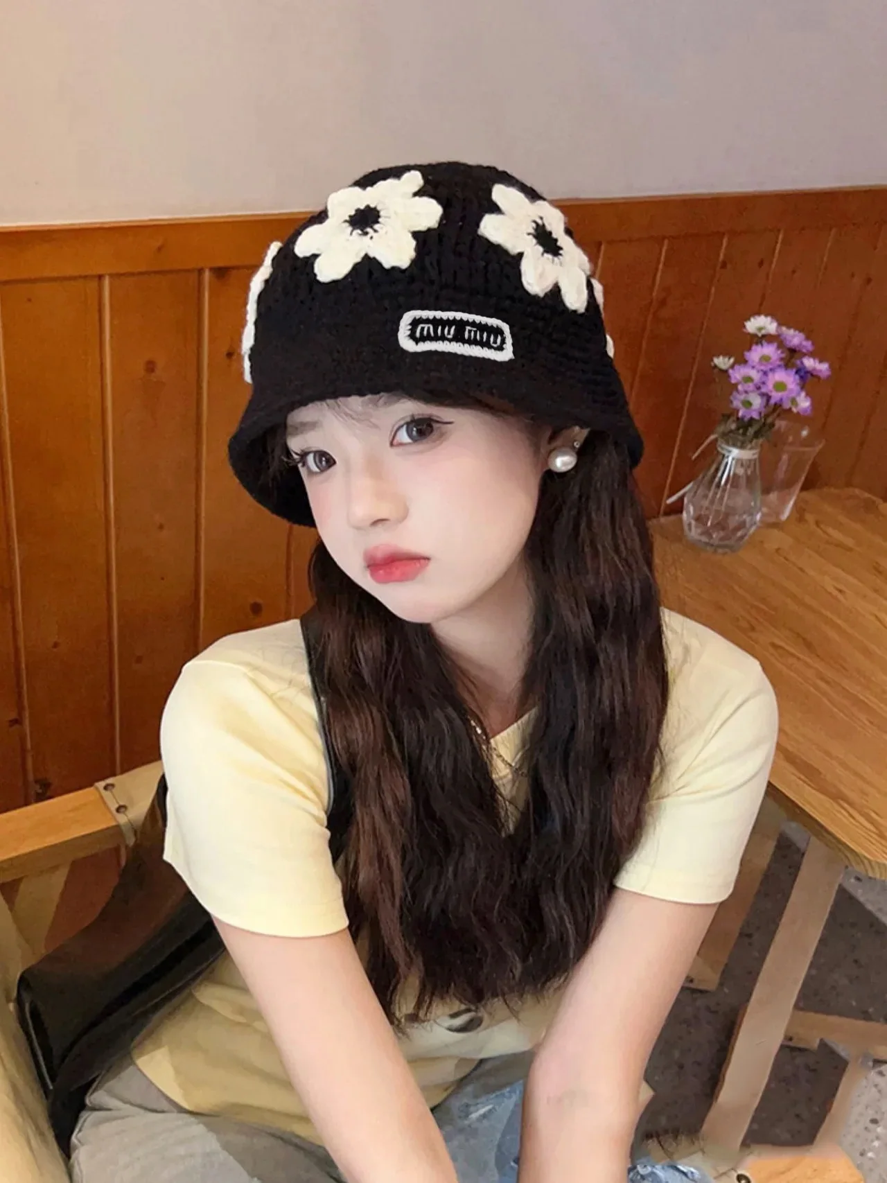 미우미우 코바늘 메시 플라워 버킷햇 상세 이미지 1