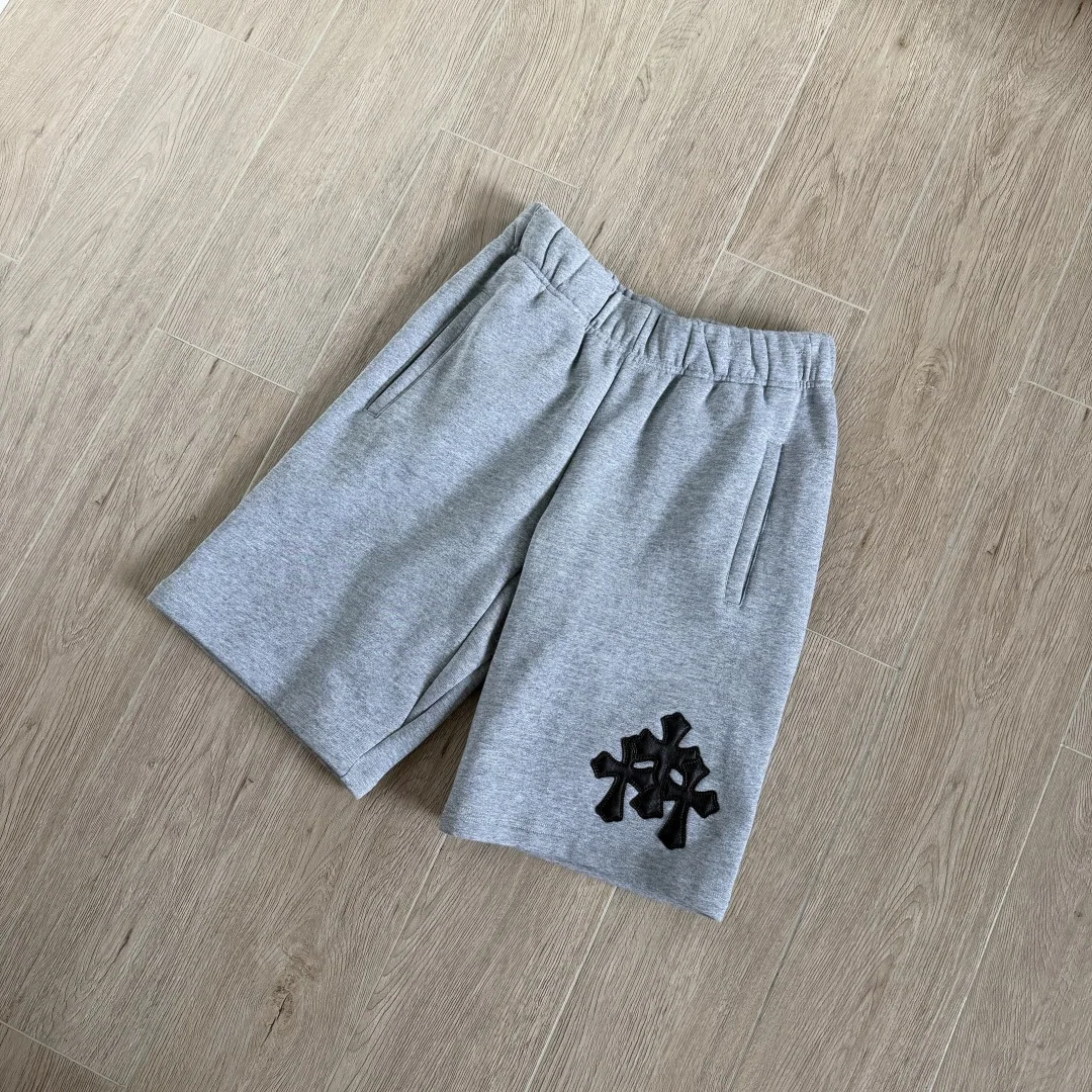 크롬하츠 그레이 램스킨 크로스 장식 남성 반바지 상세 이미지 2