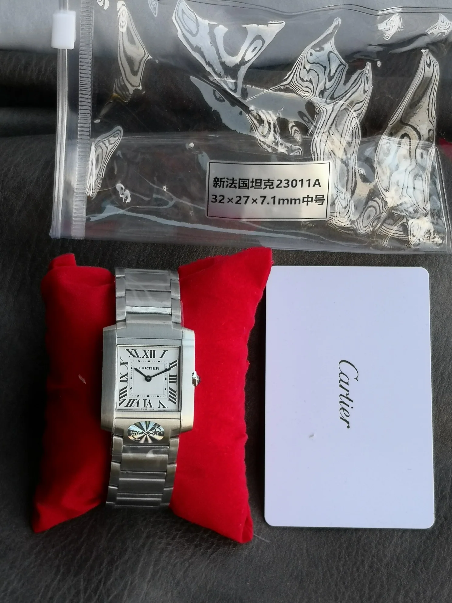 까르띠에 탱크 5 S공장 쿼츠 무브먼트 블루 화이트 스틸밴드 레플리카 42733 Cartier