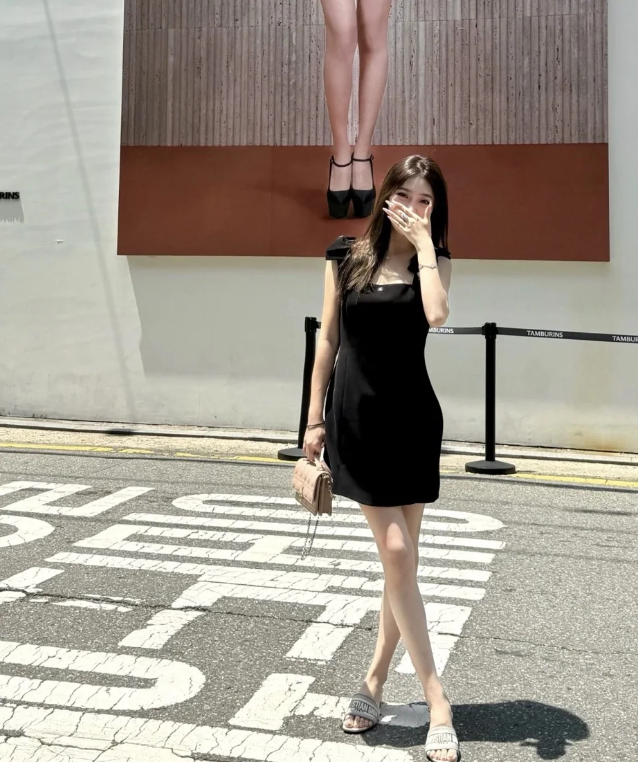 샤넬 스퀘어 네크라인 리본 장식 여성 원피스 상세 이미지 9