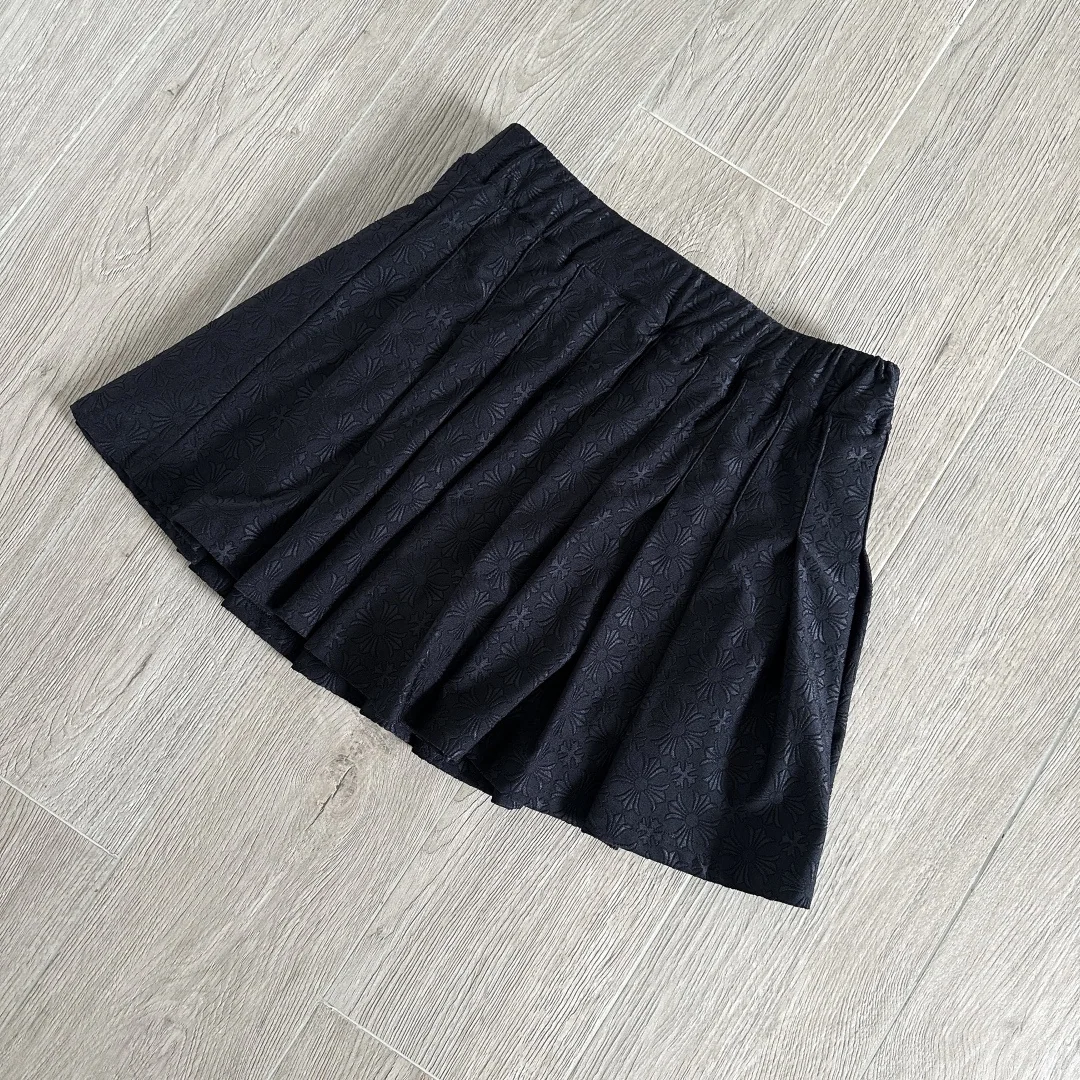크롬하츠 블랙 크로스 자카드 플리츠 미니 스커트 상세 이미지 3