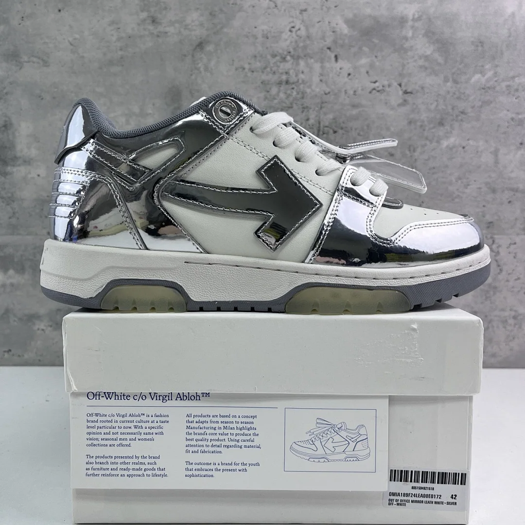 오프화이트 아웃 오브 오피스 OOO 로우 탑스 실버 화이트 E0172 202394 Off White Out Of Office OOO Low