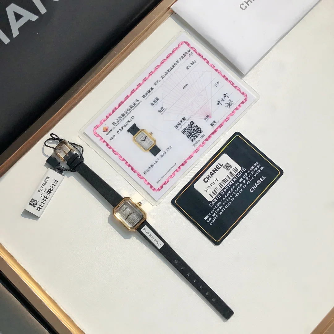 샤넬 슈가큐브 블랙골드 18 K 골드도금 쿼츠 여성 시계 18 K 상세 이미지 2