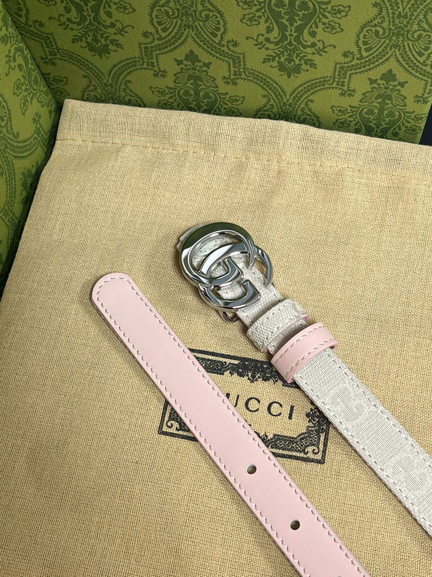 구찌 더블 G 버클 GG 캔버스 여성 벨트 상세 이미지 4