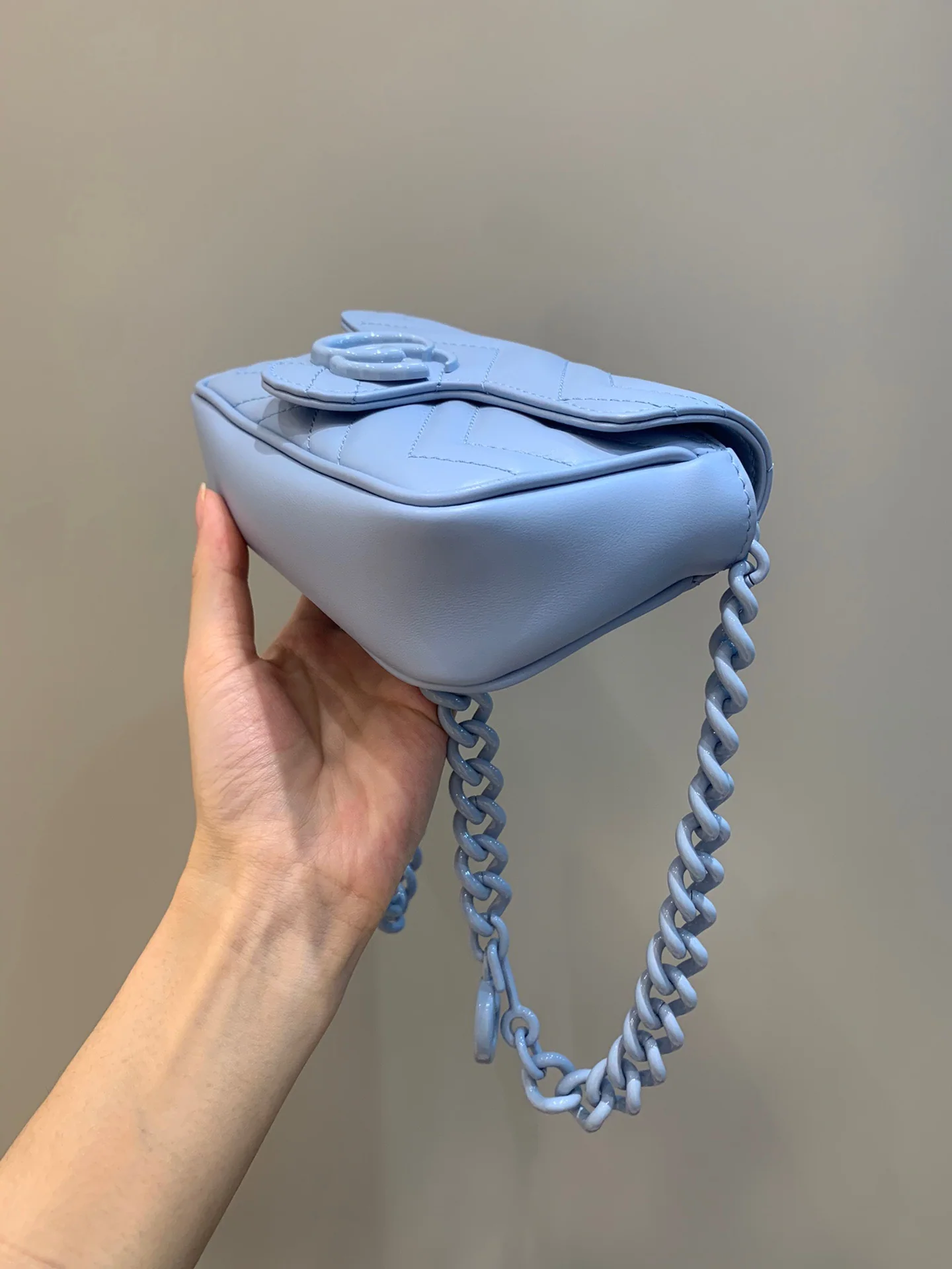 구찌 마카롱 블루 천연 가죽 미니 가방 상세 이미지 3