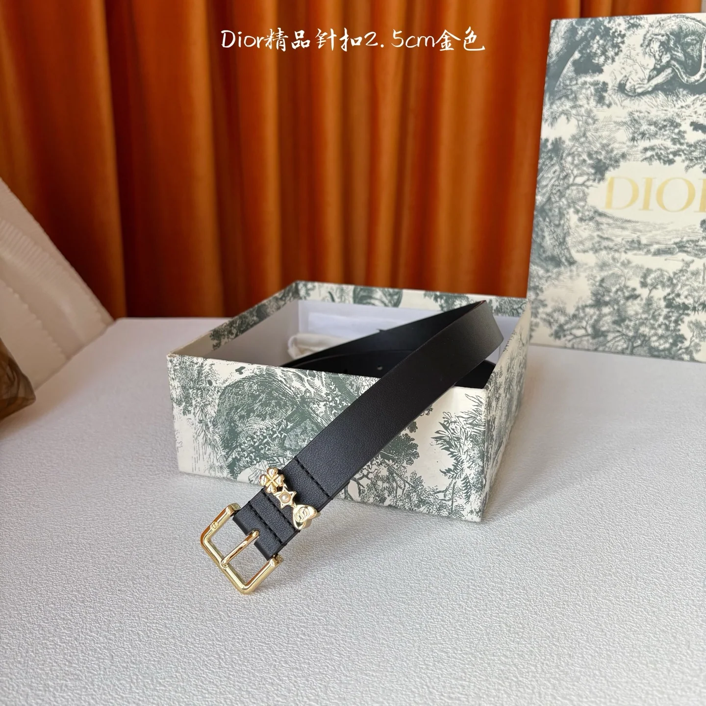 디올 블랙 카프스킨 CD 버클 장식 벨트 상세 이미지 1