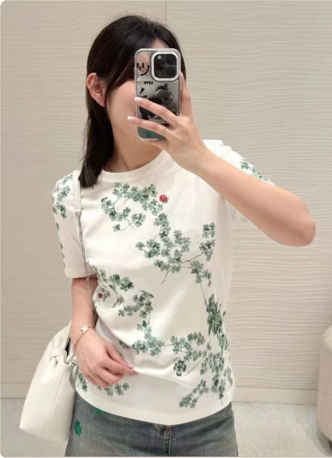 디올 꽃무늬 여성 반팔 티셔츠 상세 이미지 6