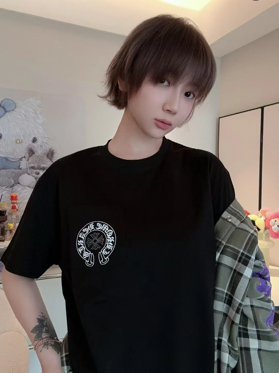 크롬하츠 20 주년 기념 블랙 유니섹스 반팔 티셔츠 상세 이미지 14