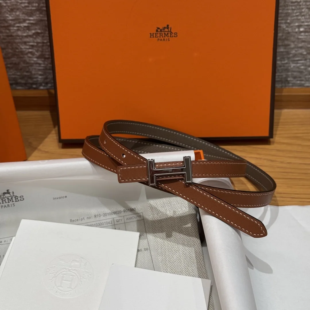 에르메스 미니 H 버클 양면 가죽 벨트 상세 이미지 2