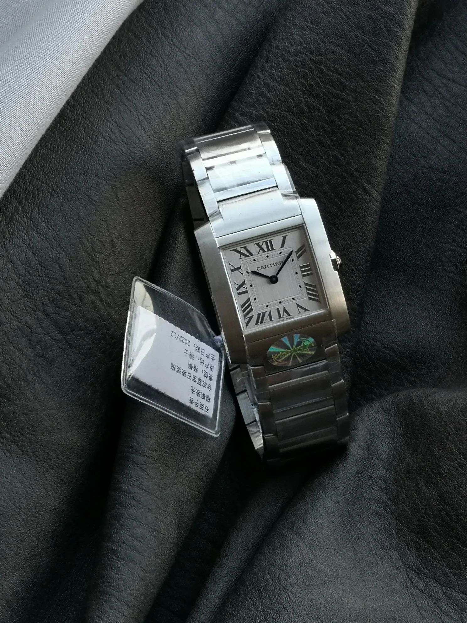 까르띠에 탱크 5 S공장 쿼츠 무브먼트 블루 화이트 스틸밴드 레플리카 42733 Cartier 상세 이미지 4