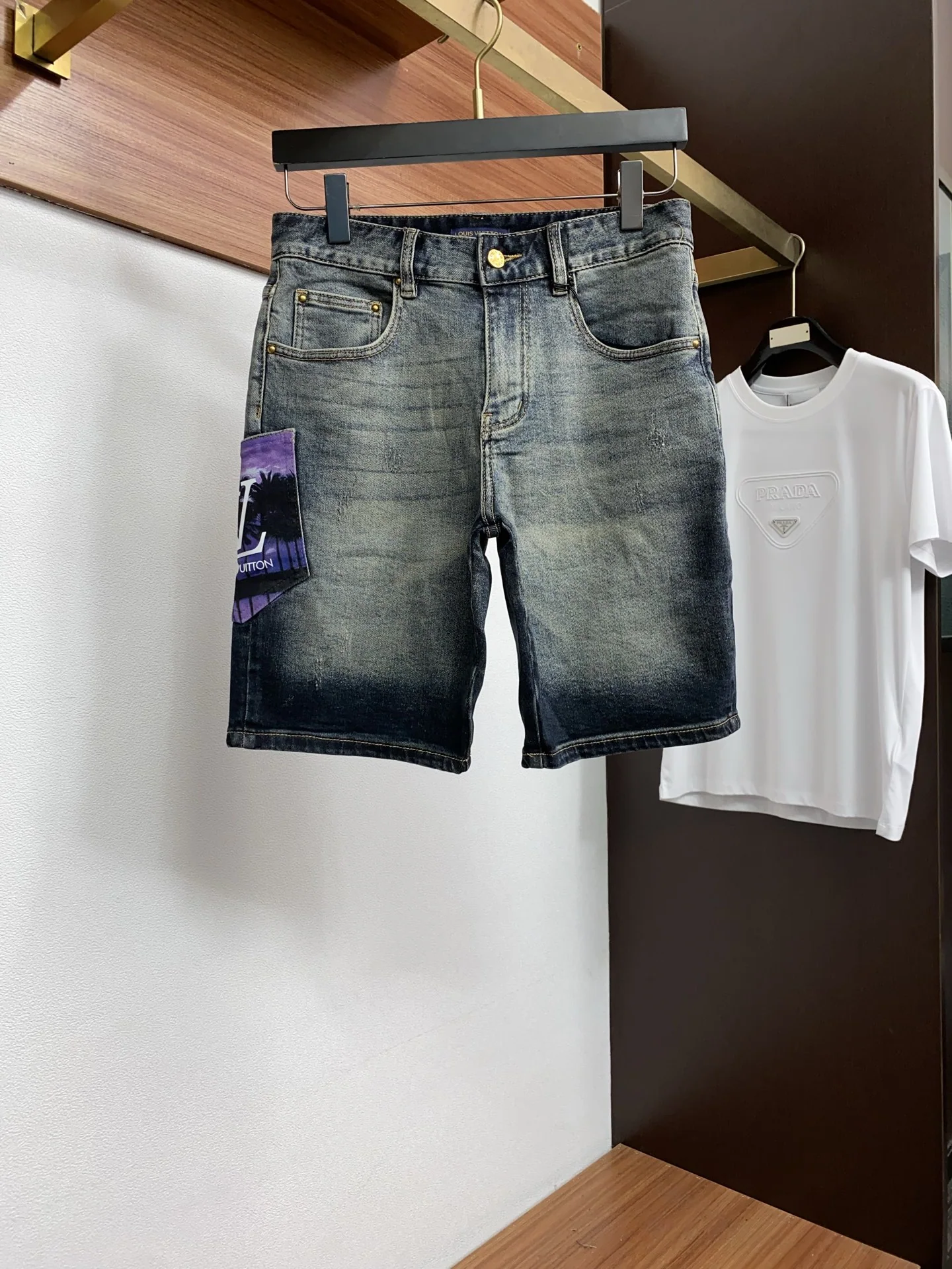루이비통 데님 남성 반바지 148358