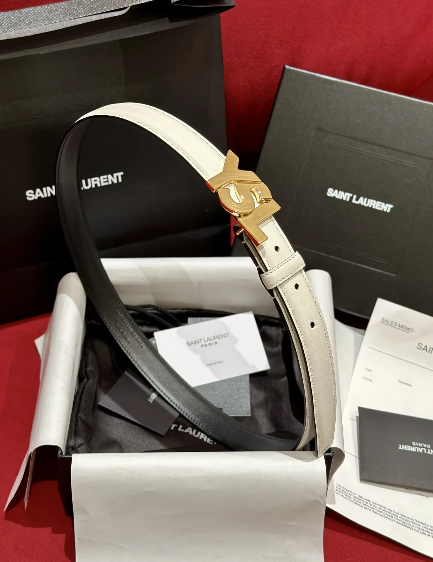 생로랑 YSL 금장 양면 송아지가죽 벨트 상세 이미지 2