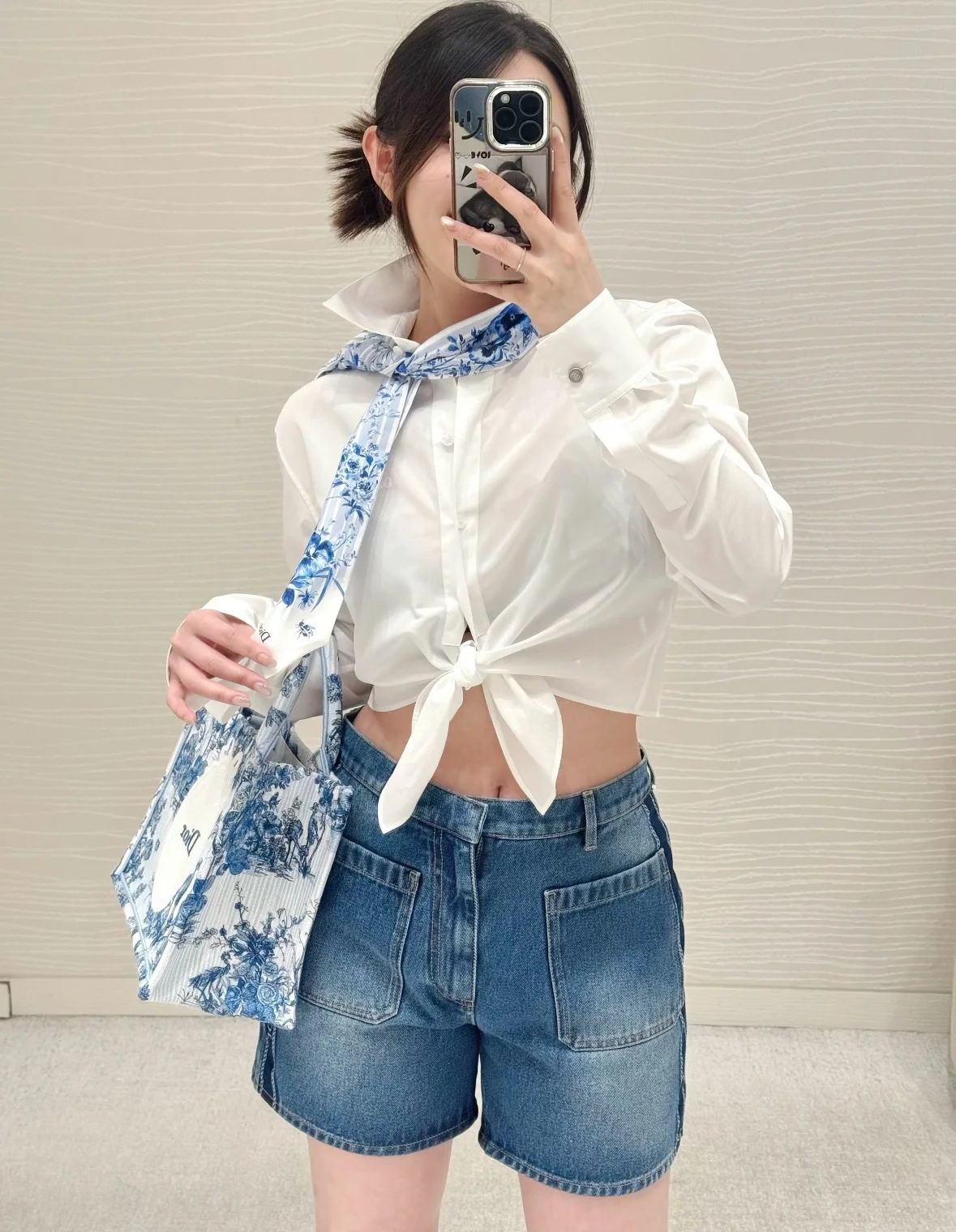 디올 워시 가공 반바지 여성용 상세 이미지 4