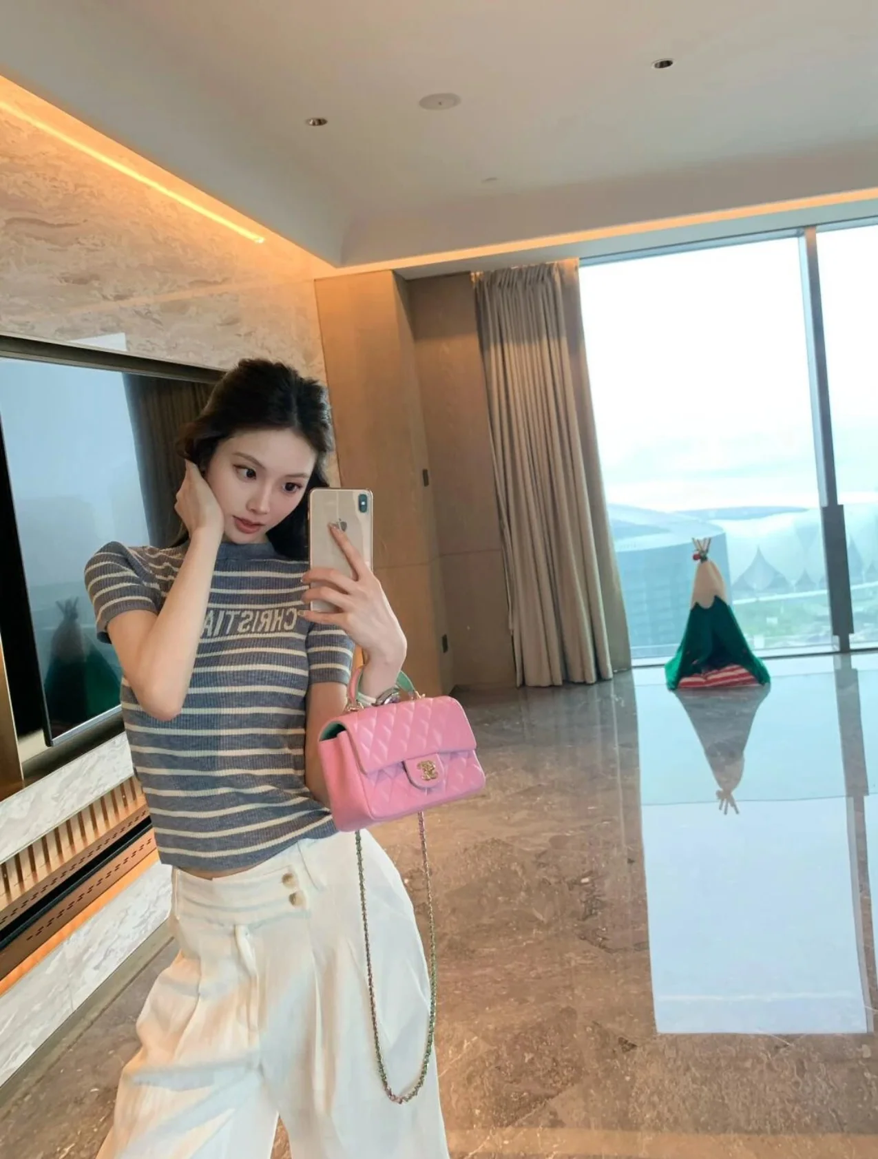 디올 스트라이프 레터 코튼 린넨 반팔 셔츠 상세 이미지 3