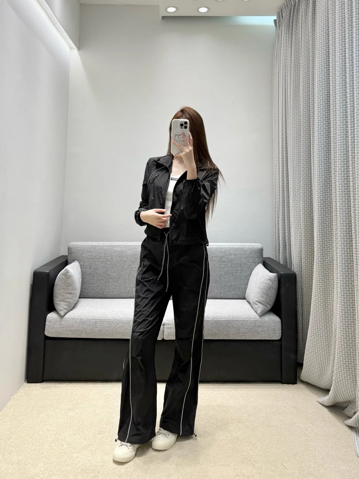 샤넬 크롭 후드 재킷 와이드 팬츠 세트 상세 이미지 4