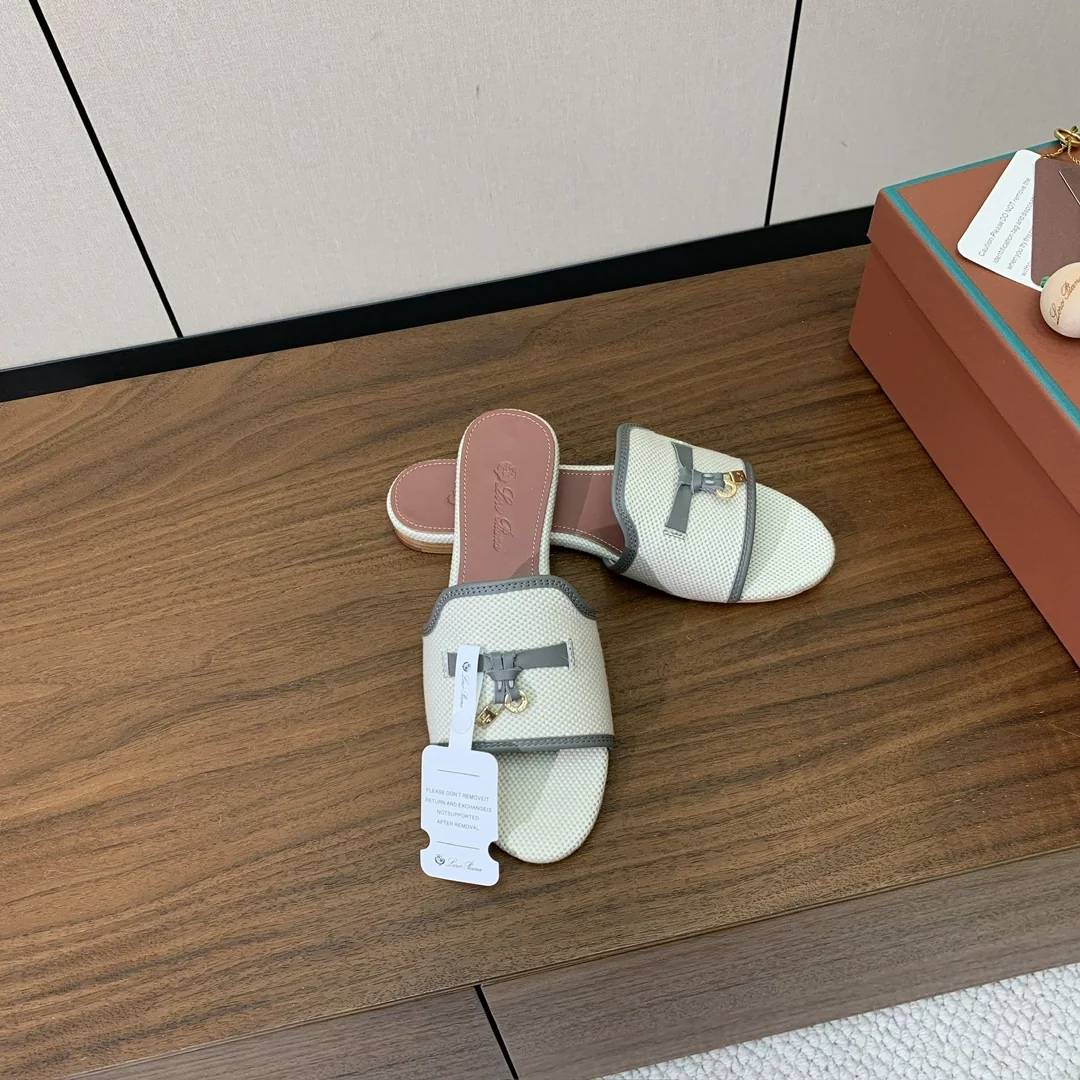 로로피아나 컬러 블록 플랫 샌들 상세 이미지 4