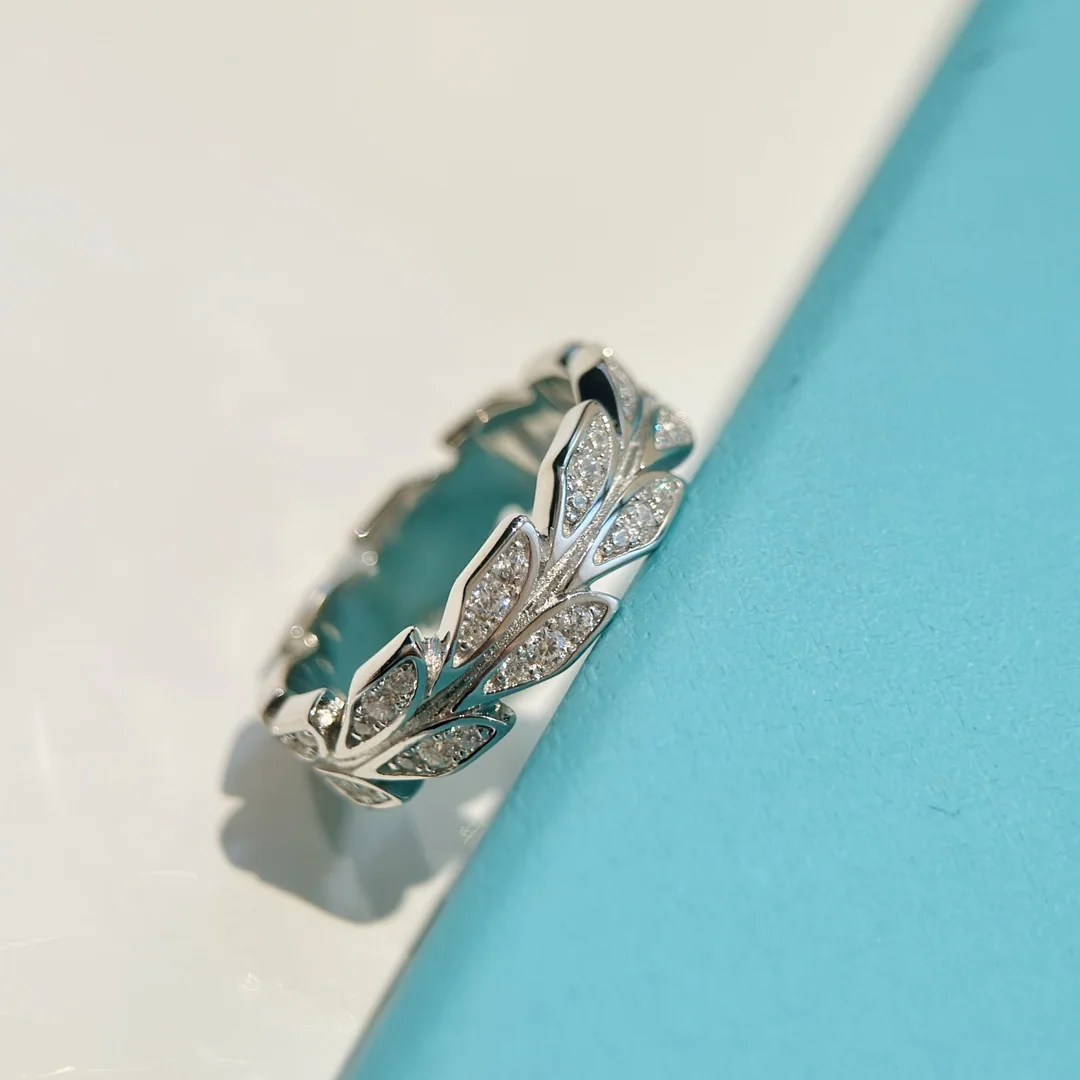 티파니 페이퍼 플라워 리프 골드 도금 반지 상세 이미지 6