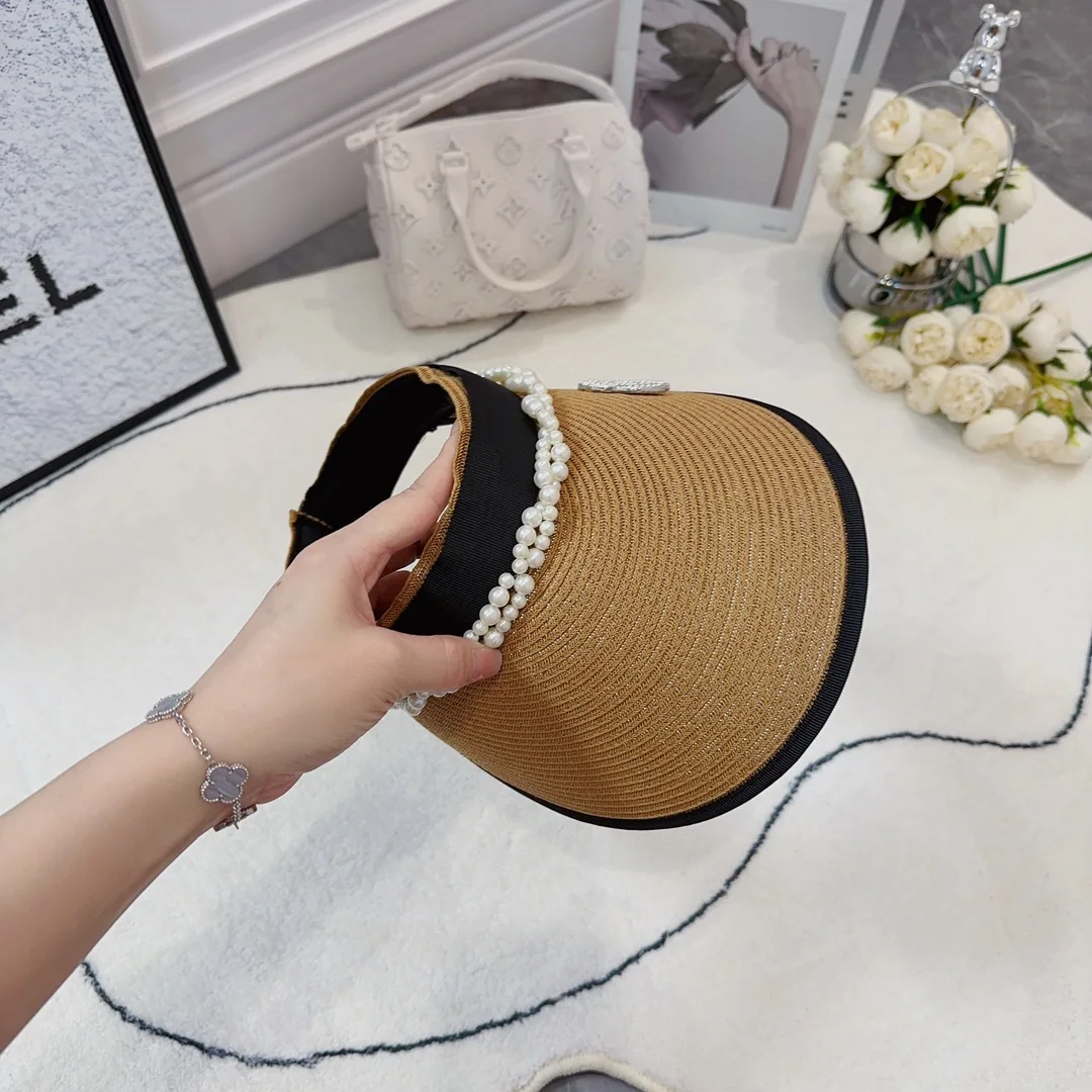 샤넬 진주 장식 자외선 차단 모자 상세 이미지 4