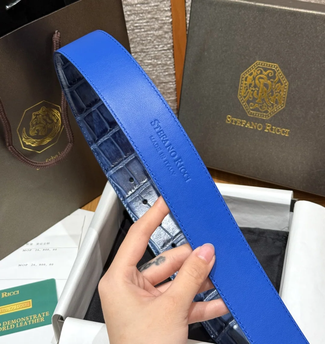 스테파노리치 블루 소가죽 금장 독수리장식 벨트 상세 이미지 8