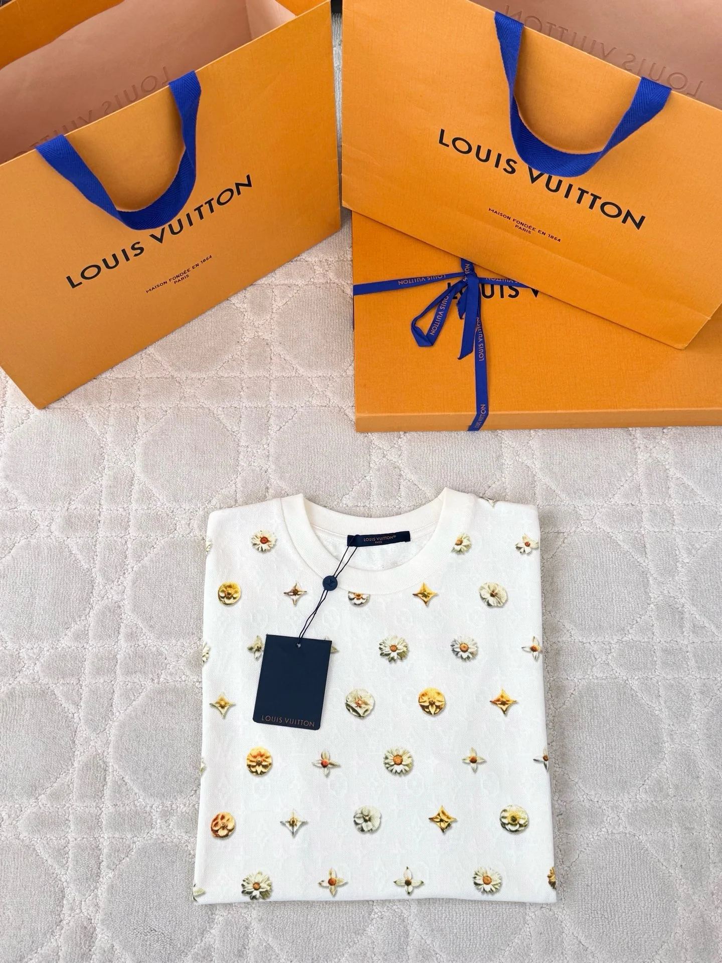 루이비통 LV 꽃무늬 자카드 니트 반팔 티셔츠 상세 이미지 3