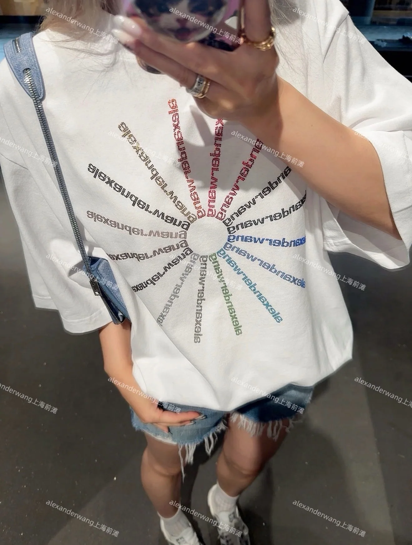 알렉산더왕 불꽃 라인스톤 여성 반팔 티셔츠 상세 이미지 7