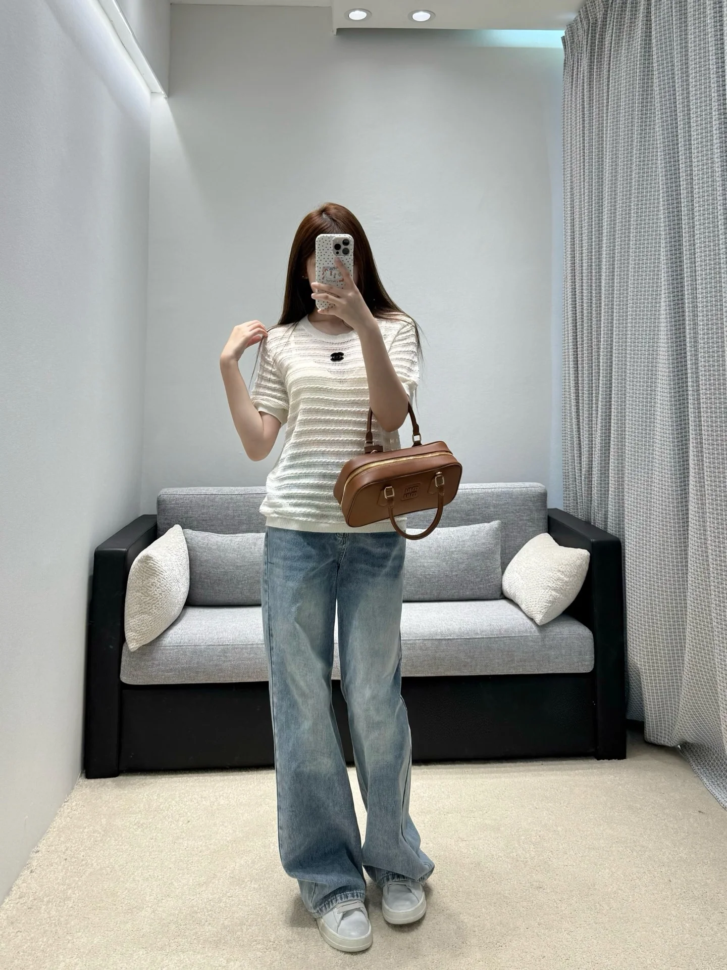 샤넬 시스루 웨이브 케이블 니트 반팔 티셔츠 상세 이미지 4