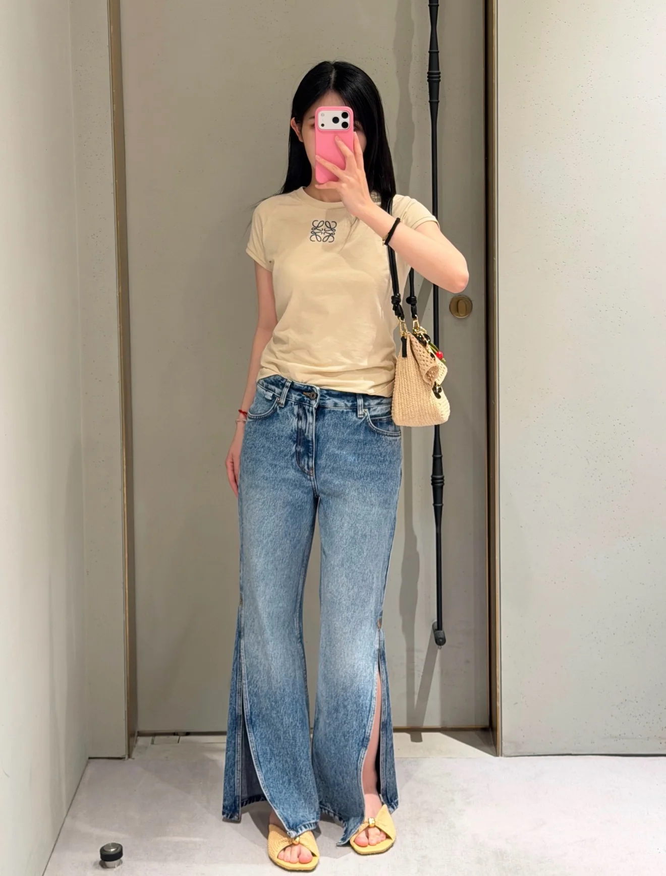 로에베 사이드 슬릿 면 여성 바지 상세 이미지 8