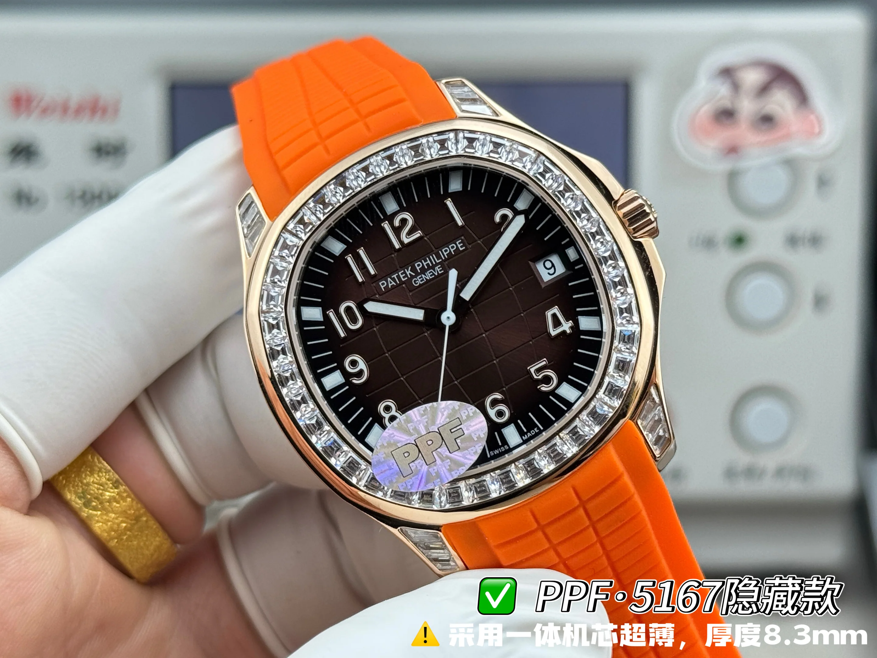 파텍필립 아쿠아넛 5167 다이아 자동 초박형 그레이 다이얼 PPF 공장 레플리카 44204 Patek Philippe 상세 이미지 11