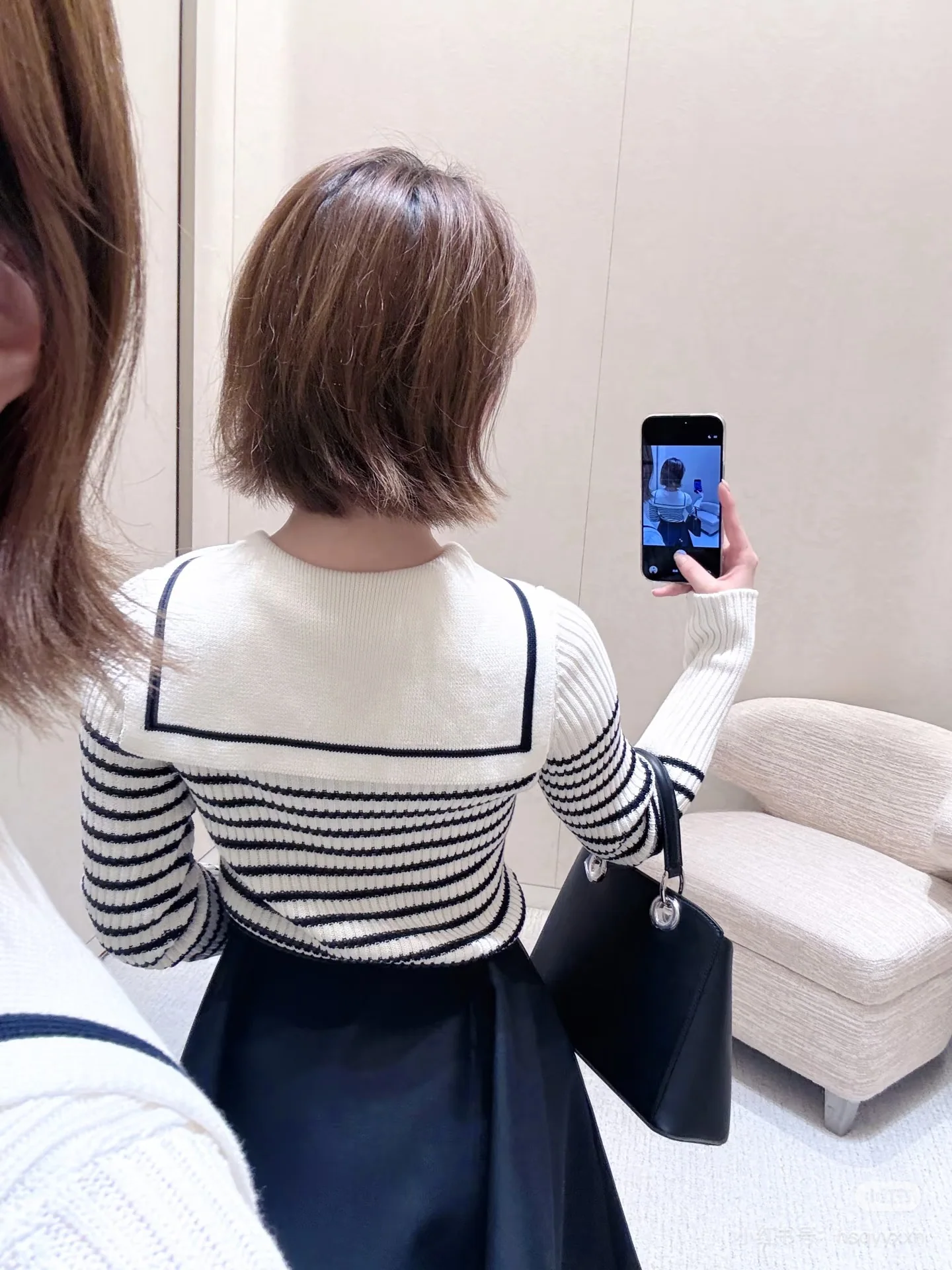 디올 세일러 카라 스트라이프 여성 가디건 상세 이미지 7