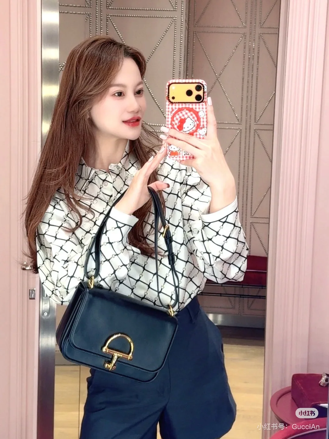 구찌 다이아몬드 패턴 실크 셔츠 상세 이미지 6
