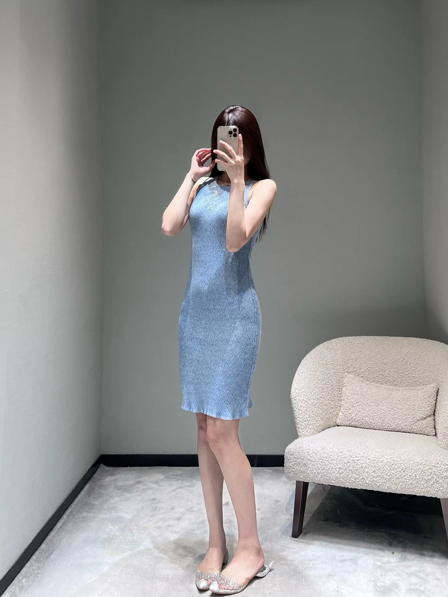 샤넬 데님 블루 슬리브리스 원피스 2026 SS 상세 이미지 3