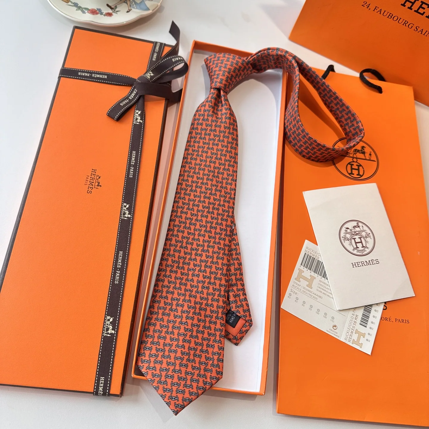 에르메스 실크 트윌 핸드메이드 넥타이 상세 이미지 6