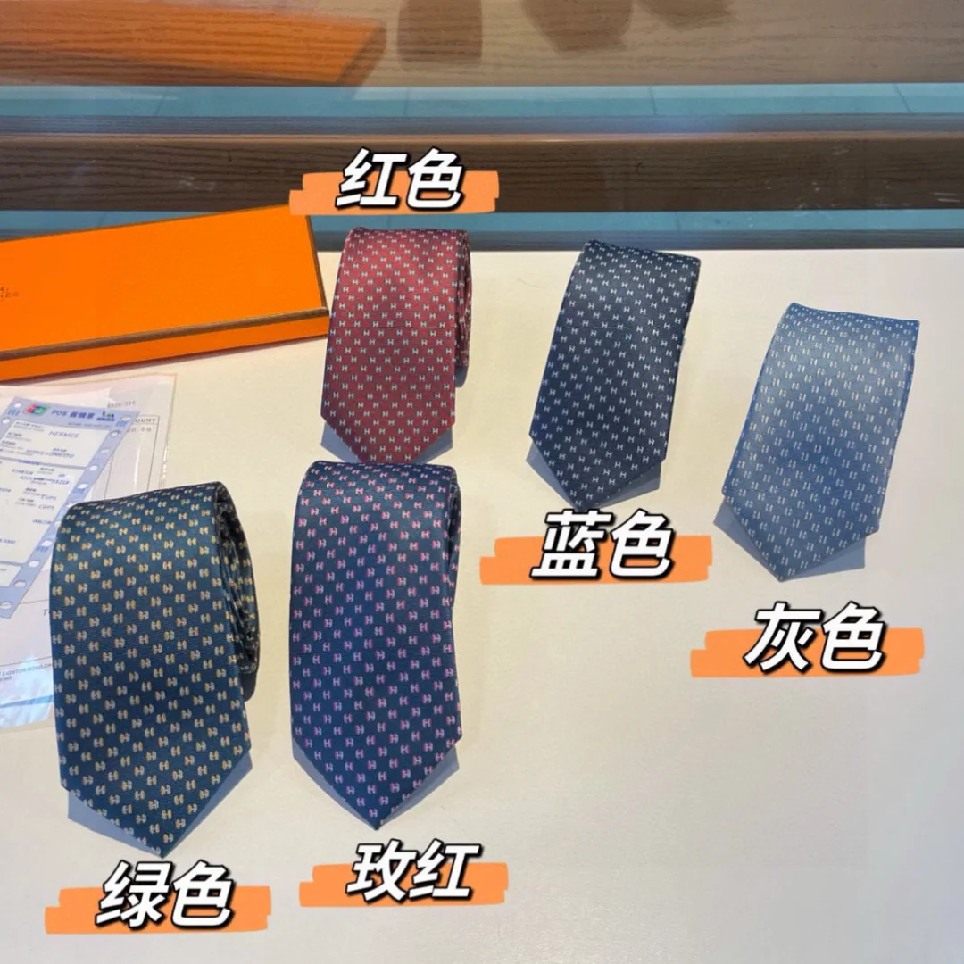 에르메스 H 로고 실크 넥타이 상세 이미지 1
